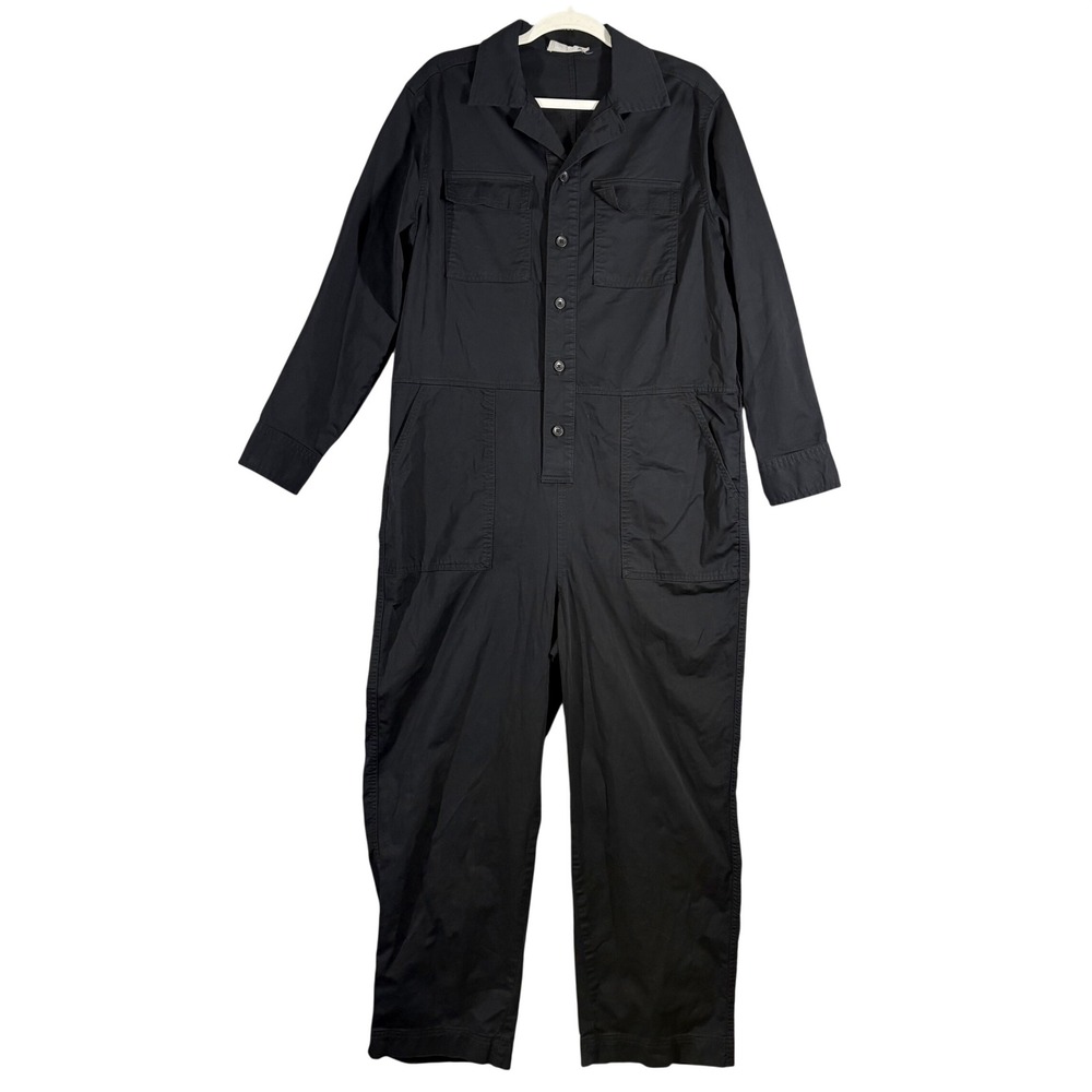 Everlane Utility Cotton Twill Long Sleeve Boiler Suit Jumpsuit Size 12 Black
